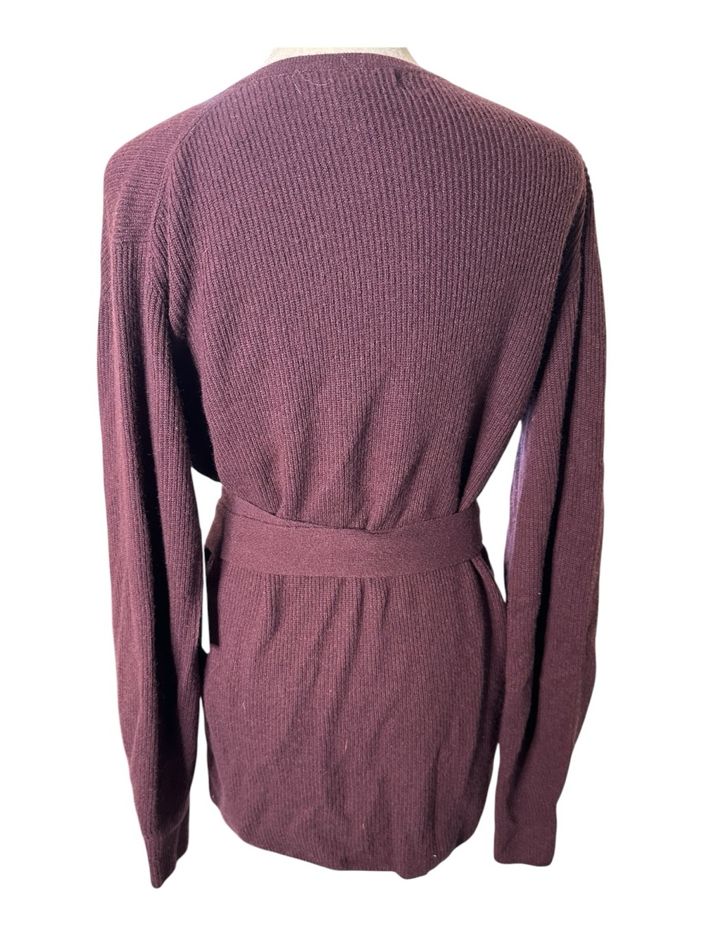 Athleta Alpine Wrap Sweater Size Small Merino Wool Cashmere Burgundy Plum New - Picture 9 of 13